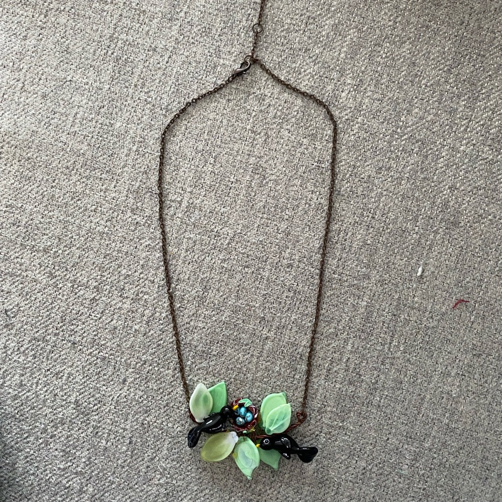 Elegant Glass Bird Nest Necklace